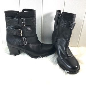 3 buckles leather boots 8.5 goth rocker vampire